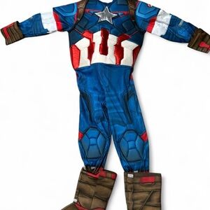 Kids Captain America Superhero Costume - Blue, Red, White- Halloween. Size large